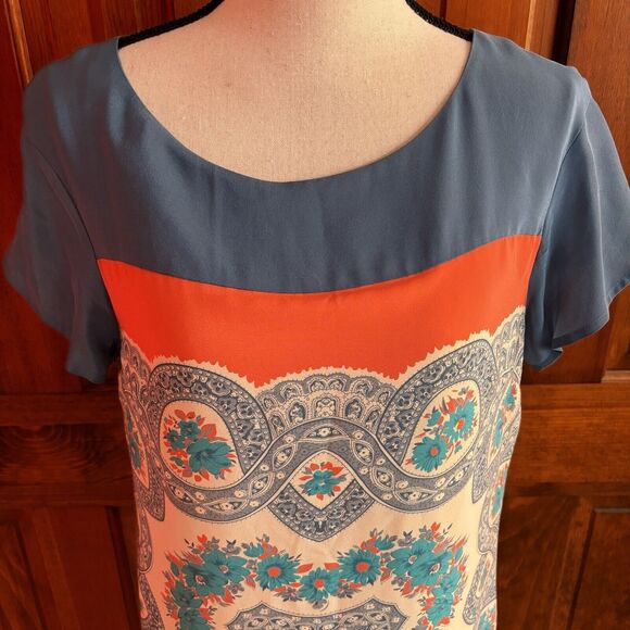 Anthropologie Meadow Rue Dress Women's Size Small 100% Silk Multi Colored Lined - Picture 3 of 10